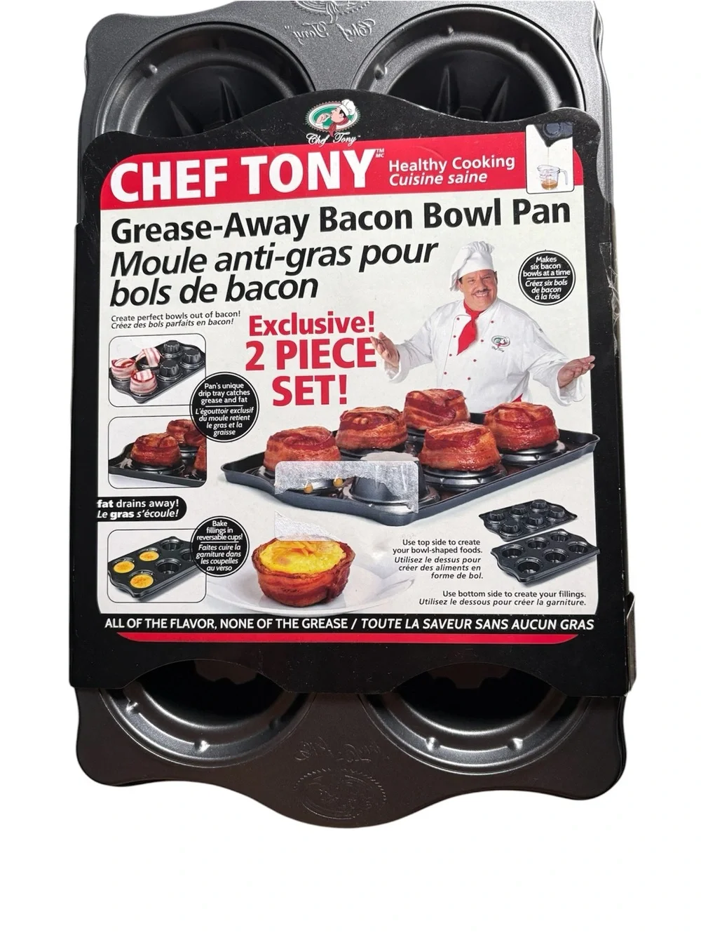 Chef Tony  Bacon Bowl Pan Grease Away-EXCLUSIVE 2 Piece Set